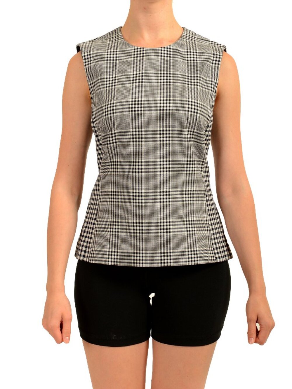 Hugo Boss Women's "Imaia" Plaid Sleeveless Blouse Top US 4 IT 40